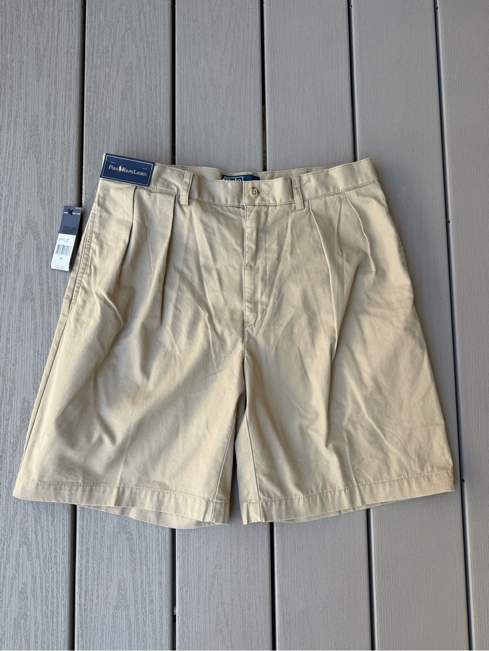 Polo Ralph Lauren Tyler Shorts Khaki Pleated Cotton Men’s 34 NWT